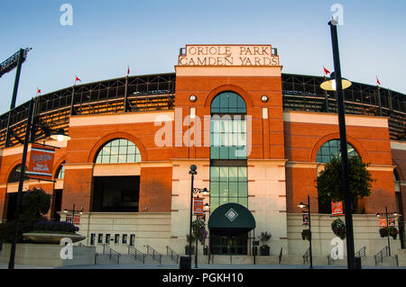 Oriole Park at Camden Yard Vorderfassade des Ballpark-Designs im Retro-Stil, Baltimore, Maryland. Stockfoto