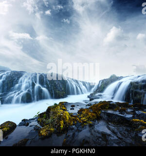 Bruarfoss Wasserfall im Sommer Stockfoto