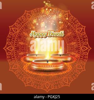 Modernes elegantes Design mit diwali Kerze mit Golden verzierte. Trendy Diwali Hintergrund Design. Vector Illustration. Stock Vektor
