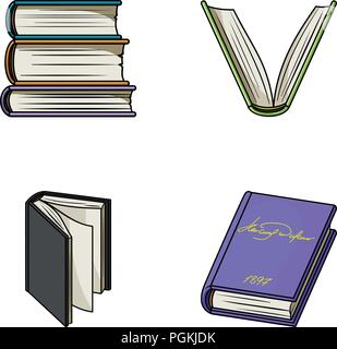 Verschiedene Arten von Büchern. Bücher set Sammlung Icons im Comic-stil Vektor Symbol lieferbar Abbildung. Stock Vektor