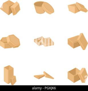 Paket, Verpackung, Container und anderes Symbol im Comic-stil. Rahmen, Verpacken, Verpackung, Icons in der Sammlung. Stock Vektor