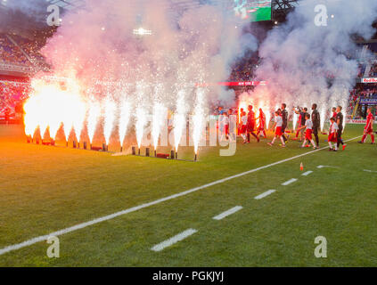 Harrison, der Vereinigten Staaten von Amerika. 26 Aug, 2018. Eröffnungsfeier vor dem regulären MLS Spiel zwischen den Red Bulls und D.C. United bei Red Bull Arena Red Bulls gewann 1 - 0 Credit: Lev Radin/Pacific Press/Alamy leben Nachrichten Stockfoto