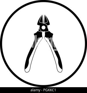 Seite-Scheren-Symbol. Dünnen Kreis Design. Vektor-Illustration. Stock Vektor