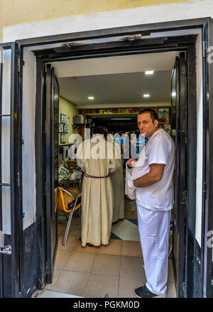 Vorbereitungen für eine religiöse Veranstaltung in Cadiz Stockfoto