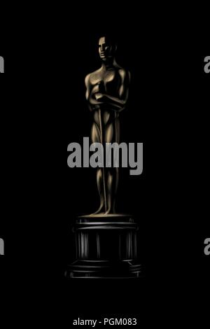Golden Award oder Trophy. Academy Award Symbol auf schwarzem Hintergrund Stock Vektor