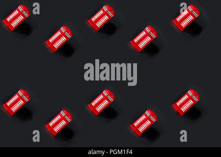 Abstrakte Design mit Telefonzellen auf schwarzem Hintergrund Stockfoto