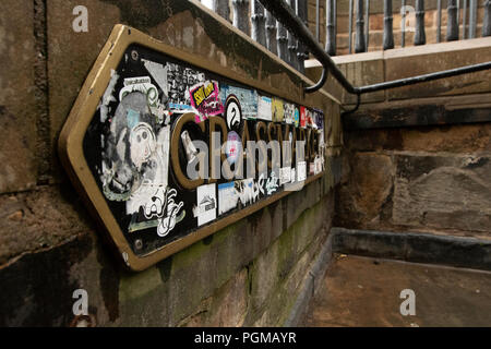 Grassmarket in Edinburgh anmelden Stockfoto