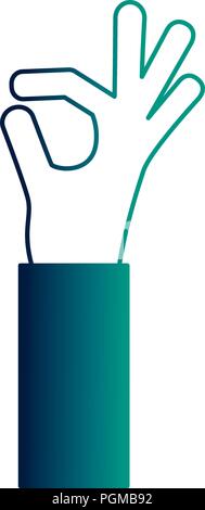 Menschliche Hand ok Geste genehmigt Vektor-illustration neon Stock Vektor
