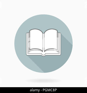 Feine flache Symbol mit Buch Stockfoto