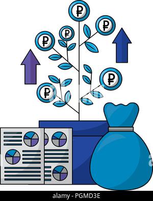 Anlage mit crypto Münzen business Icons Stock Vektor