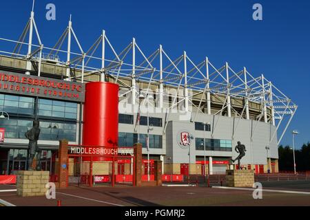 Atemberaubende, natürlich beleuchteten Bild des Riverside Stadium, die Heimat von Middlesbrough Fußball-Club. Stockfoto