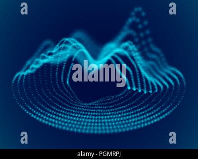 Zusammenfassung Hintergrund mit dynamischen 3D-Schallwellen. Stock Vektor