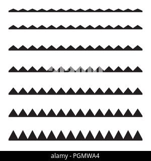 Satz von nahtlosen Grenzen zickzack. Grafik Design Elemente. Stock Vektor