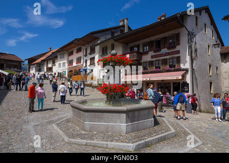 Rue du Bourg, Gruyères, Schweiz Stockfoto