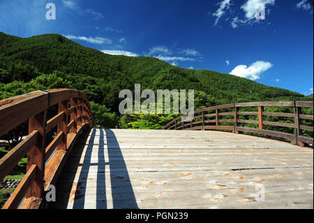 KISO OOhashi Holz-, Brücke in Narai-Juku Stockfoto