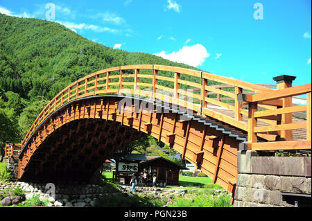 KISO OOhashi Holz-, Brücke in Narai-Juku Stockfoto