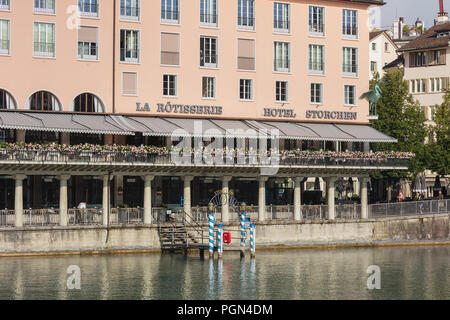 Fassade des Hotel Storchen Gebäude in der Stadt Zürich, Schweiz Stockfoto