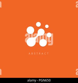 Abstract vector Logo. Weiße Punkte auf orange hinterlegt. Ungewöhnliche Kreise logo Vorlage. Computer Chip Symbol. Stock Vektor