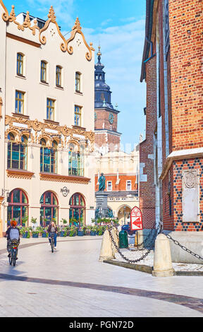 Krakau, Polen - 11. JUNI 2018: die mittelalterliche Architektur der alten Krakau ermöglicht dem wealthness des ehemaligen Königreich zu sehen, am 11. Juni in Krakau. Stockfoto