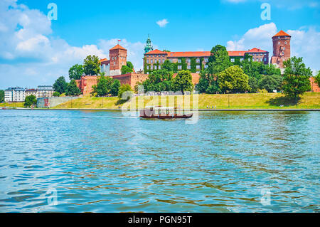 Schloss Wawel ist die ehemalige Residenz der polnischen königlichen Familie und ist das schönste Schloss in Osteuropa, Krakau, Polen Stockfoto