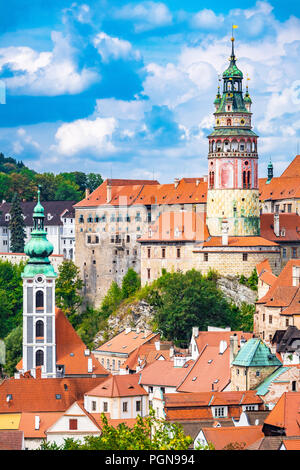 Schloss Nr. 59, auch bekannt als die Burg Turm ist Teil des Schlosses Český Krumlov komplex. Der Tschechischen Republik. Stockfoto