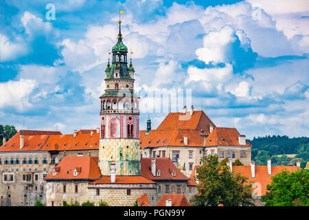 Schloss Nr. 59, auch bekannt als die Burg Turm ist Teil des Schlosses Český Krumlov komplex. Der Tschechischen Republik. Stockfoto