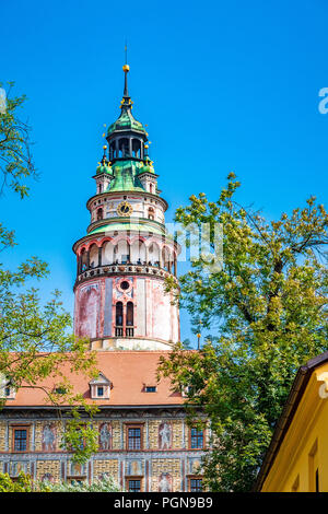 Schloss Nr. 59, auch bekannt als die Burg Turm ist Teil des Schlosses Český Krumlov komplex. Der Tschechischen Republik. Stockfoto