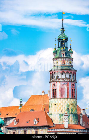 Schloss Nr. 59, auch bekannt als die Burg Turm ist Teil des Schlosses Český Krumlov komplex. Der Tschechischen Republik. Stockfoto