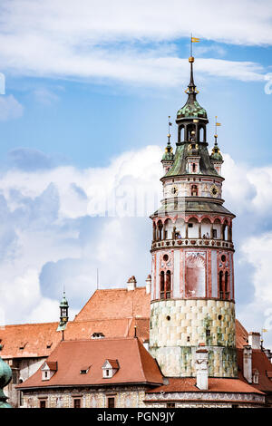 Schloss Nr. 59, auch bekannt als die Burg Turm ist Teil des Schlosses Český Krumlov komplex. Der Tschechischen Republik. Stockfoto