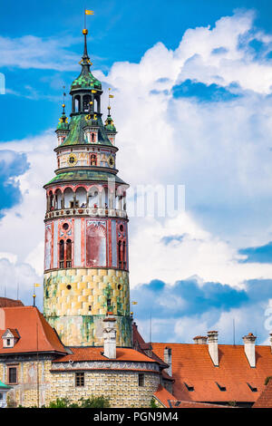 Schloss Nr. 59, auch bekannt als die Burg Turm ist Teil des Schlosses Český Krumlov komplex. Der Tschechischen Republik. Stockfoto