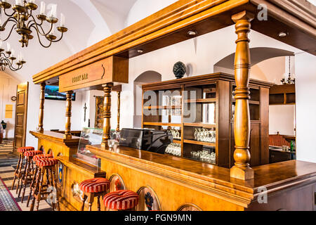 Das Hotel Lobby Bar. Hotel Růže in Český Krumlov, Tschechische Republik Stockfoto