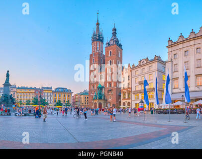 Krakau, Polen - 11. Juni 2018: Krakau ist die kulturelle Hauptstadt von Polen und die Stadt mit den meisten beeindruckende Architektur, am 11. Juni in Krakau. Stockfoto