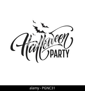 Halloween Party Schriftzug für Einladung, Postkarten, Poster. Vector Illustration Stock Vektor