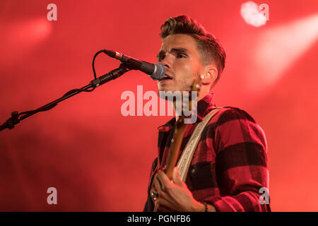 Die Isländische Rock Band Kaleo mit Sänger und Frontmann Jökull Júlíusson live auf der 28 Heitere Open Air in Zofingen, Aargau Stockfoto