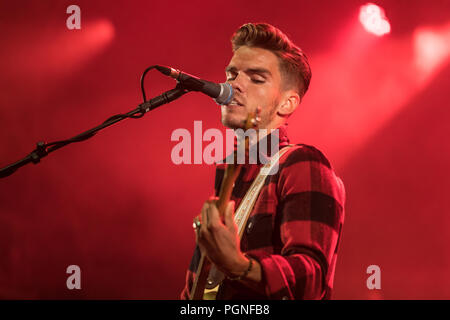 Die Isländische Rock Band Kaleo mit Sänger und Frontmann Jökull Júlíusson live auf der 28 Heitere Open Air in Zofingen, Aargau Stockfoto