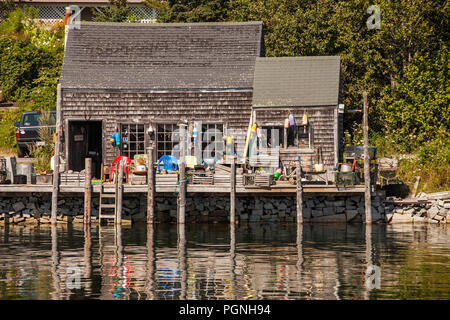 Angeln shack im Hafen von Port Clyde, Maine Stockfoto