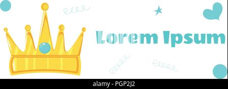 Vector Illustration. Goldene Krone mit Schmuckstein auf weißem Hintergrund. Mit Platz für Text Stock Vektor