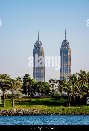 Al Kazim Twin Towers, Dubai Internet City, Dubai, Vereinigte Arabische Emirate Stockfoto