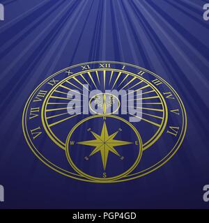 Hellgelb Sonnenuhr Silhouette auf weißem Hintergrund Stock Vektor