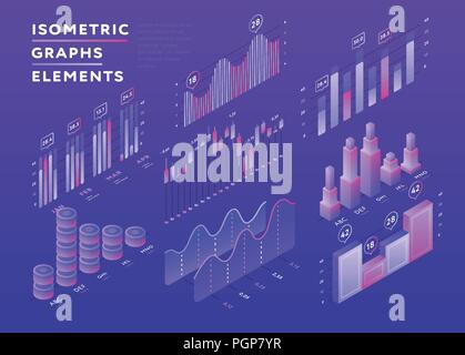 Bunte Reihe von isometrischen grafische Elemente Stock Vektor