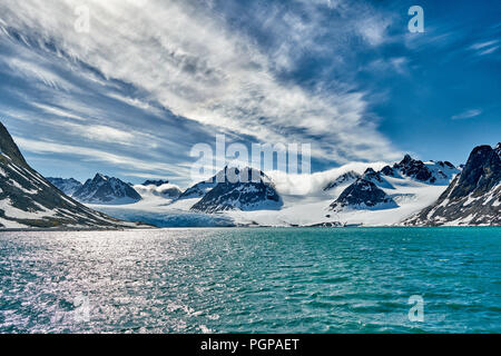 Landschaft von Magdalenefjorden oder Spitzbergen, Svalbard, Europa Stockfoto