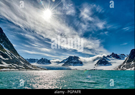 Landschaft von Magdalenefjorden oder Spitzbergen, Svalbard, Europa Stockfoto