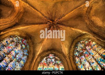 Digitale Malerei der Innenansicht einer Kirche Stockfoto