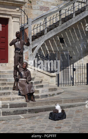 Straßenmusik in Honfleur, Normandie Frankreich Stockfoto