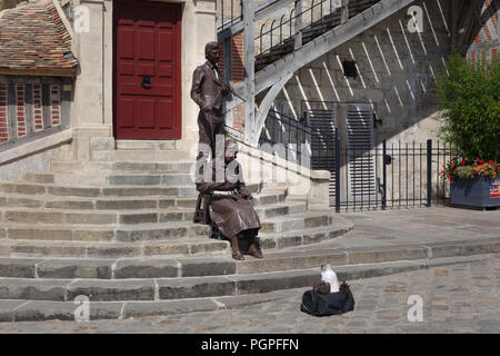 Straßenmusik in Honfleur, Normandie Frankreich Stockfoto