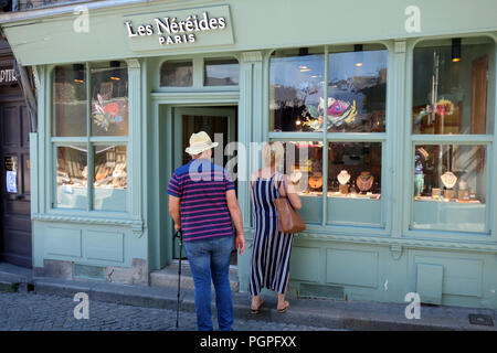 Einkaufen in Honfleur, Normandie Frankreich Stockfoto