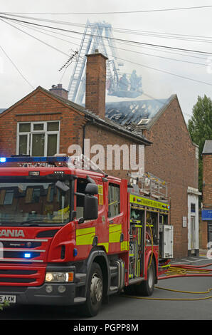 Haus Feuer, Beeston, Nottingham, England. Stockfoto