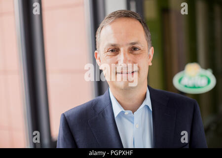 Düsseldorf, Deutschland. 27 Aug, 2018. Markus Mühleisen, Leiter der Arla Foods Deutschland aus Dänemark. (Auf dpa' Abschied von Zucker: ein schwieriger Balanceakt" Gutschrift): Rolf Vennenbernd/dpa/Alamy leben Nachrichten Stockfoto