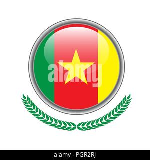 Kamerun Flagge Kamerun Flagge Symbol Taste.. Vector Illustration von Kamerun Flagge auf weißem Hintergrund. Stock Vektor
