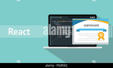 Der systemeigenen Programmierung online learning Zertifizierung Schule Vector Graphic Illustration reagieren Stockfoto